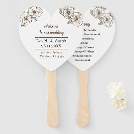 Leque Programa de Casamento Personalizado da Flor Marrom