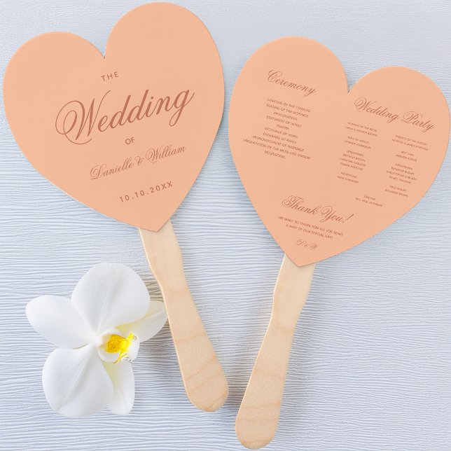 Leque Programa de Casamento Pêssego Marrom Simples Rotei (Criador carregado)