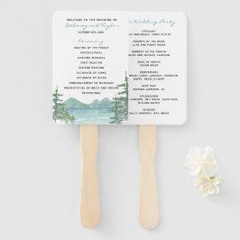 Leque Programa de Casamento por Aquarela do Tema do Lago