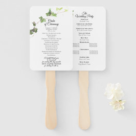 Leque Programa de Casamento por Aquarela em Inglês Verde