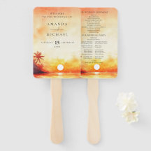 Programa de Casamento Pôr do Sol Tropical em Aquar