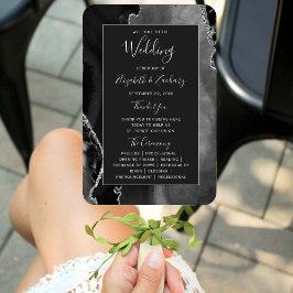 Leque Programa de Casamento Preto com Ágata Prateada