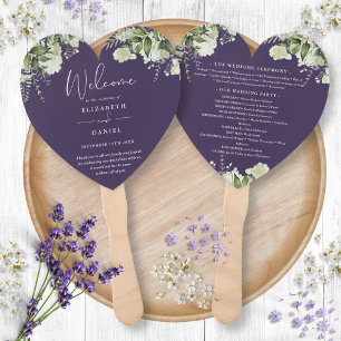 Leque Programa de Casamento Purple Greenery Heart