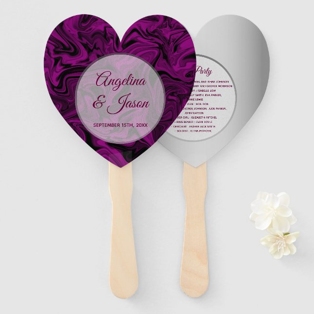 Leque Programa de Casamento Purple Heart (Frente e Verso)