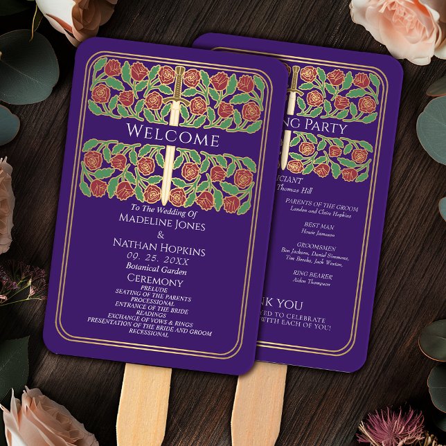Leque Programa de Casamento Real Espada Floral Dourada R (Criador carregado)