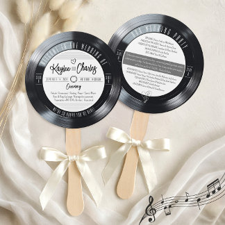 Leque Programa de Casamento Retro Preto e Branco em Vini