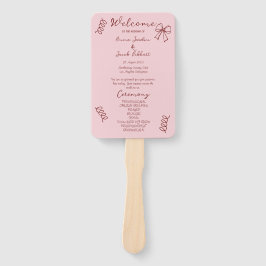 Leque Programa de Casamento Rosa com Rabiscos Excêntrico