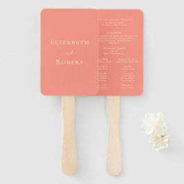 Leque Programa de Casamento Rosa Coral Minimalista Moder