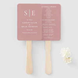 Leque Programa de Casamento Rosa Poeira Monograma