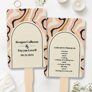 Leque Programa de Casamento Rosa Preto Dourado Arco Rede