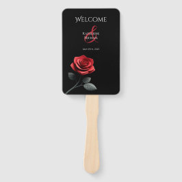 Leque Programa de Casamento - Rosa Vermelha Única