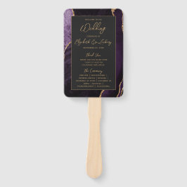 Leque Programa de Casamento Roxo Dourado Ágata Escrito E