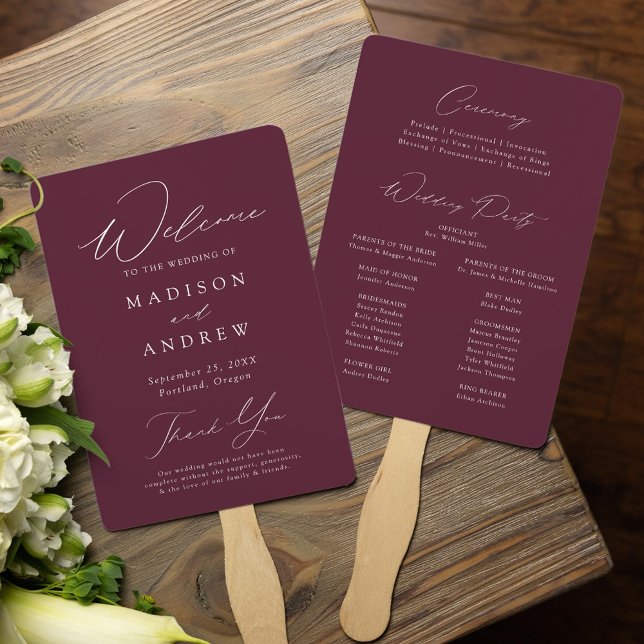 Leque Programa de Casamento Roxo Moderno e Elegante (Criador carregado)