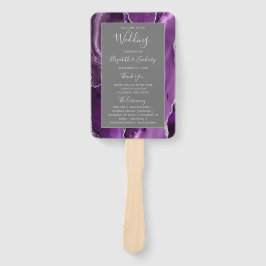 Leque Programa de Casamento Roxo Prata Ágata Cinza