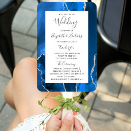 Leque Programa de Casamento Royal Blue Silver Agate