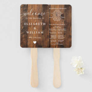 Leque Programa de Casamento Rustic Barn Wood Boho