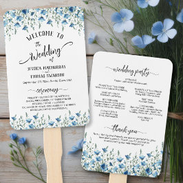 Leque Programa de Casamento Rustic Dusty Blue Boho Wildf