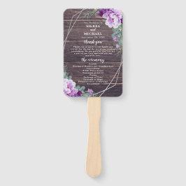 Leque Programa de Casamento Rustic Floral Purple & Silve