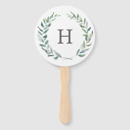 Leque Programa de Casamento Rustic Greenery Wreath Monog