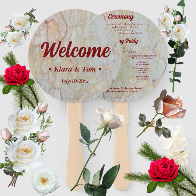 Leque programa de casamento rústico de design (Criador carregado)