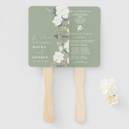 Leque Programa de Casamento Sage Green Ivory Chinoiserie