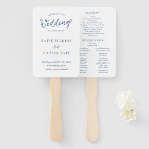 Leque Programa de Casamento Simples em Azul Poeirento co