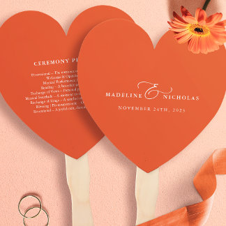 Leque Programa de Casamento Simples Moderno Laranja Pôr