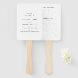 Leque Programa de Casamento Simples Preto e Branco Limpo