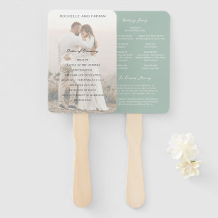 Leque Programa de Casamento Simples Verde Elegante e Sof
