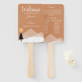 Leque programa de casamento tema deserto de terracota bo