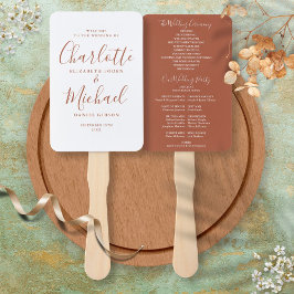 Leque Programa de Casamento Terracotta de Script Elegant