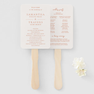 Leque Programa de Casamento Tradicional Cobre Elegante