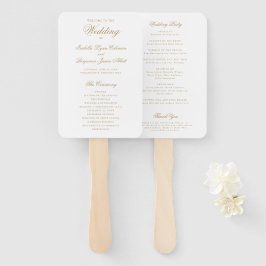 Leque Programa de Casamento Tradicional Elegante em Ouro