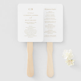 Leque Programa de Casamento Tradicional Elegante em Ouro
