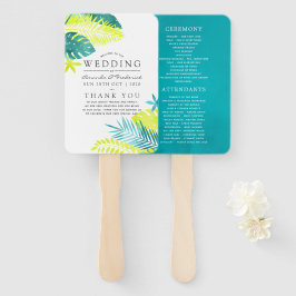 Leque Programa de Casamento Tropical de Teal e Lemon