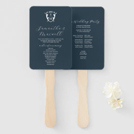Leque Programa de Casamento Ventarola Azul Marinho Monog