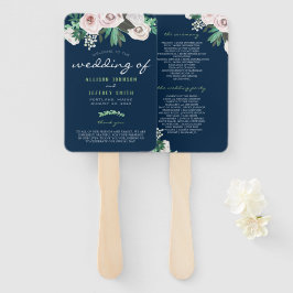 Leque Programa de Casamento Verde Branco Floral de Water