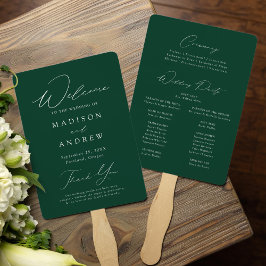Leque Programa de Casamento Verde Moderno e Elegante