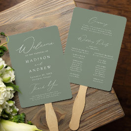Leque Programa de Casamento Verde para o Elegante Modern