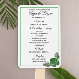 Leque Programa de Casamento Verde Tropical Mínimo