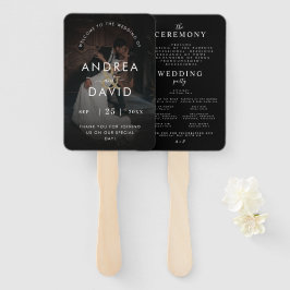 Leque Programa de Cerimônia com Foto Desbotada Escura e 