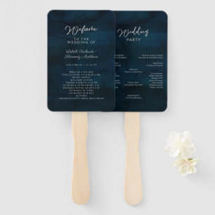 Leque Programa de Cerimônia de Casamento Azul do marinho