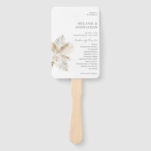 Leque Programa de Cerimônia de Casamento Boho Pampas Gra