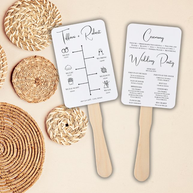 Leque Programa de Cerimônia de Casamento com Caligrafia  (Criador carregado)