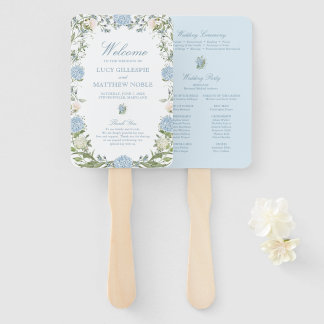 Leque Programa de Cerimônia de Casamento com Hortênsias