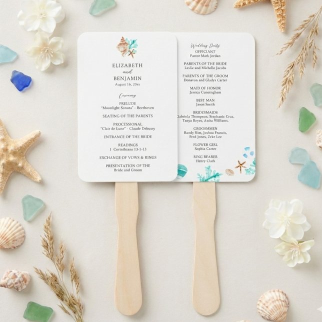 Leque Programa de Cerimônia de Casamento Costeiro Tropic (Criador carregado)