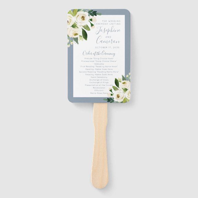 Leque Programa de Cerimônia de Casamento de Blooms Flora (Frente)