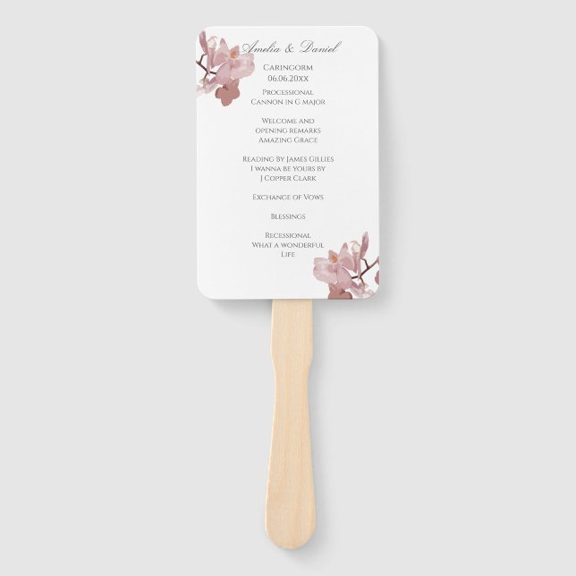 Leque Programa de Cerimônia de Casamento de Orquídeas Ro (Frente)
