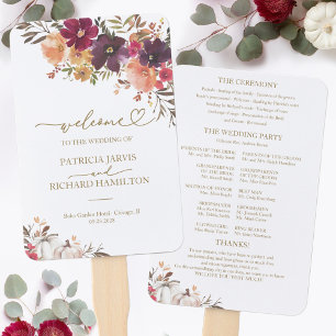 Leque Programa de Cerimônia de Casamento de Outono com A