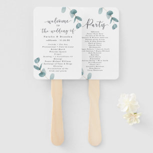 Leque Programa de Cerimônia de Casamento Eucalyptus e Ca